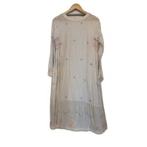 Injiri Dress Cotton Jamdani Handwoven India Midi Pastel Embroidered Boho Small